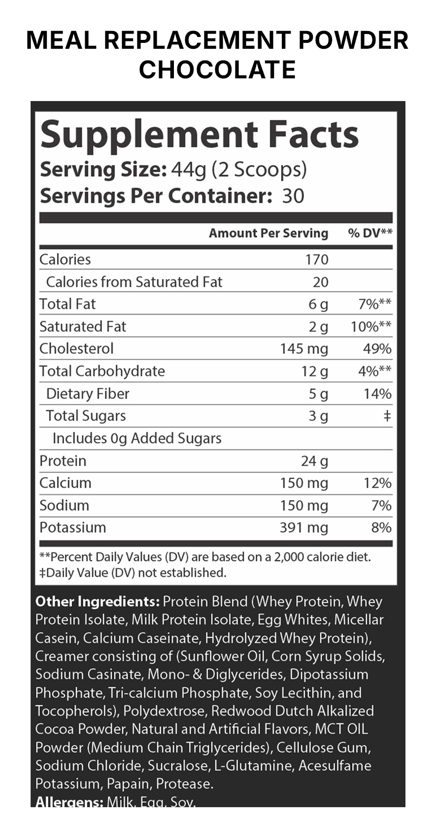 Meal Replacement Protein+ Powder ingredients 1
