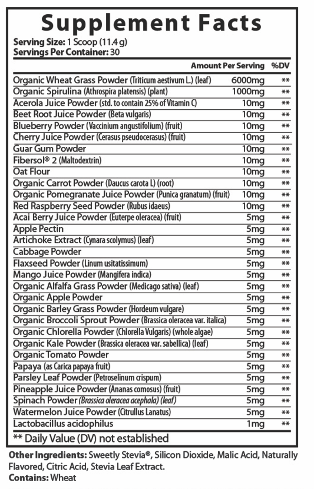 Organic Super Greens ingredients 1