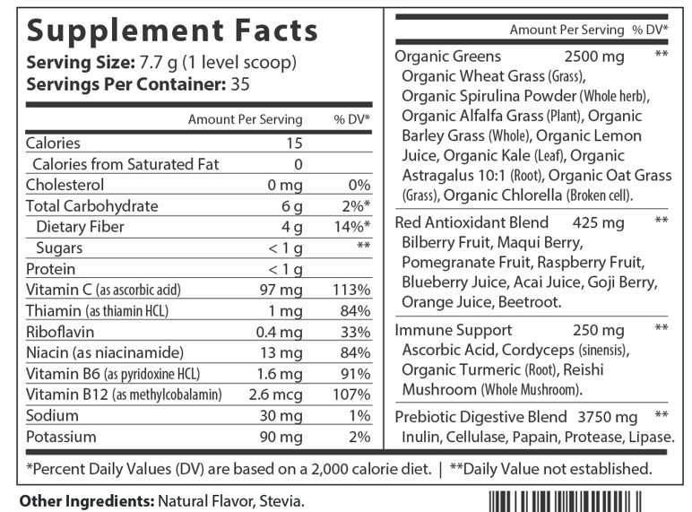 Greens & Reds Superfoods Complex ingredients 1