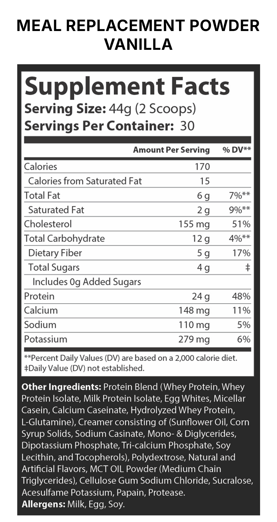 Meal Replacement Protein+ Powder ingredients 2