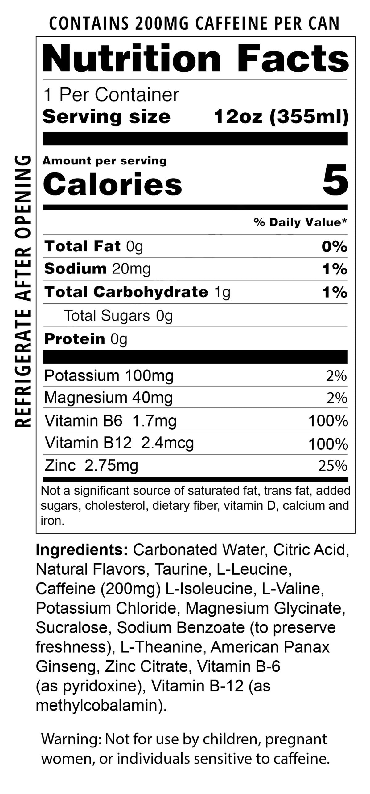 Vitamins + Energy ingredients 1
